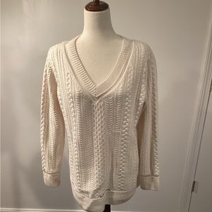 Magaschoni medium cashmere sweater tunic cream vee neck